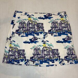 Lady Hagen Golf Skort Skirt Womens 10 Watercolor Mediterranean Scenic White